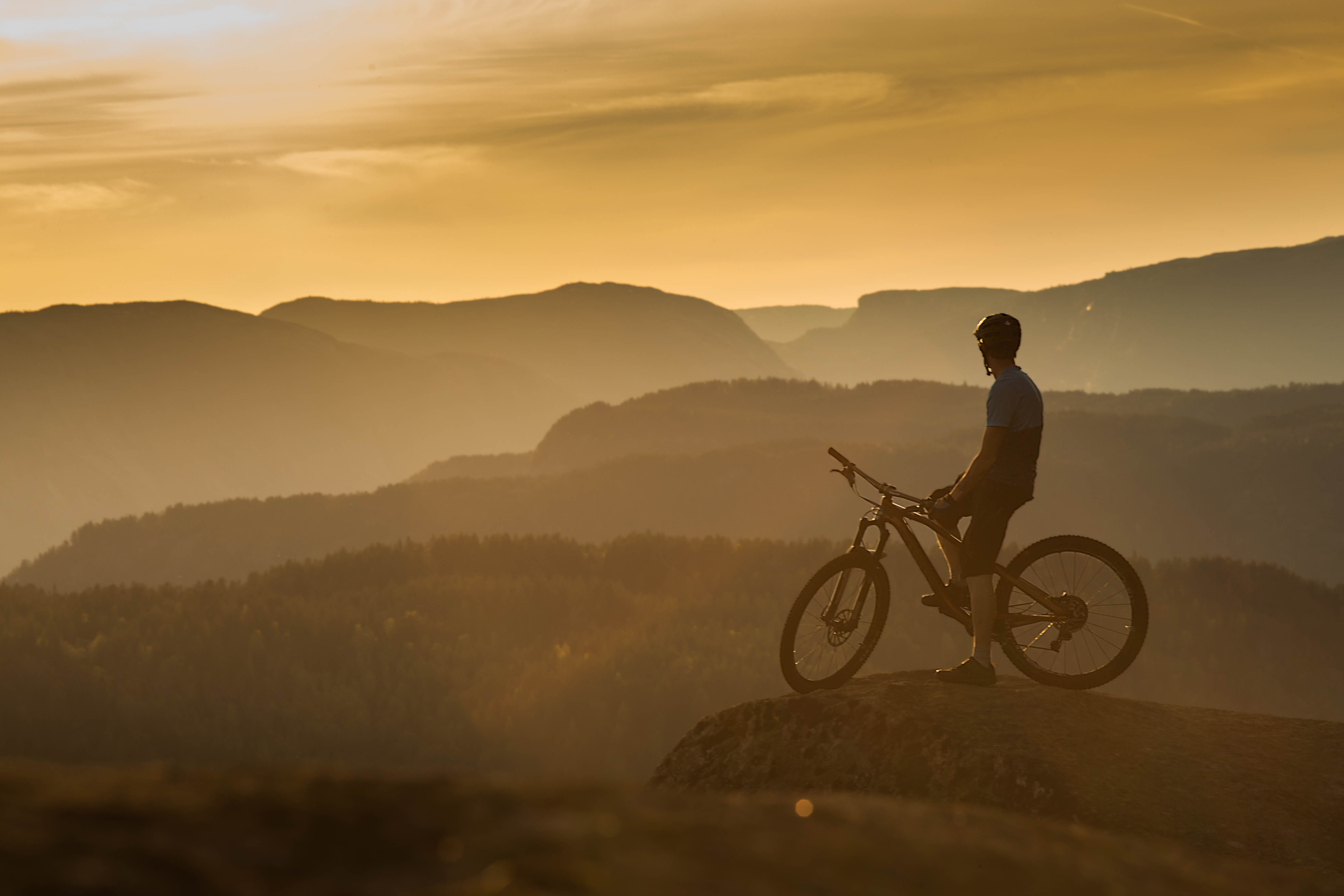 Mountain biker at sunset