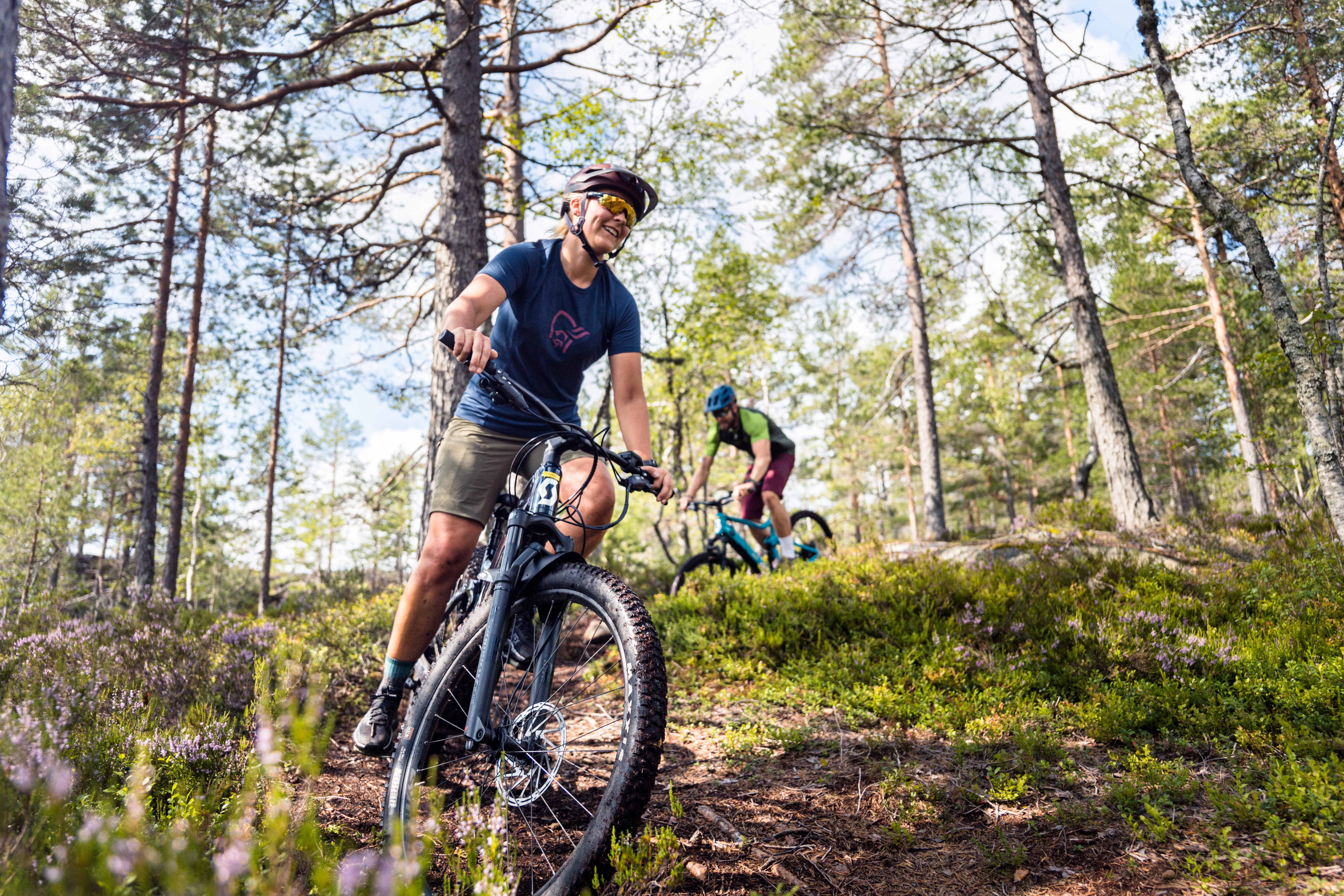 Mountain bikers on trail 