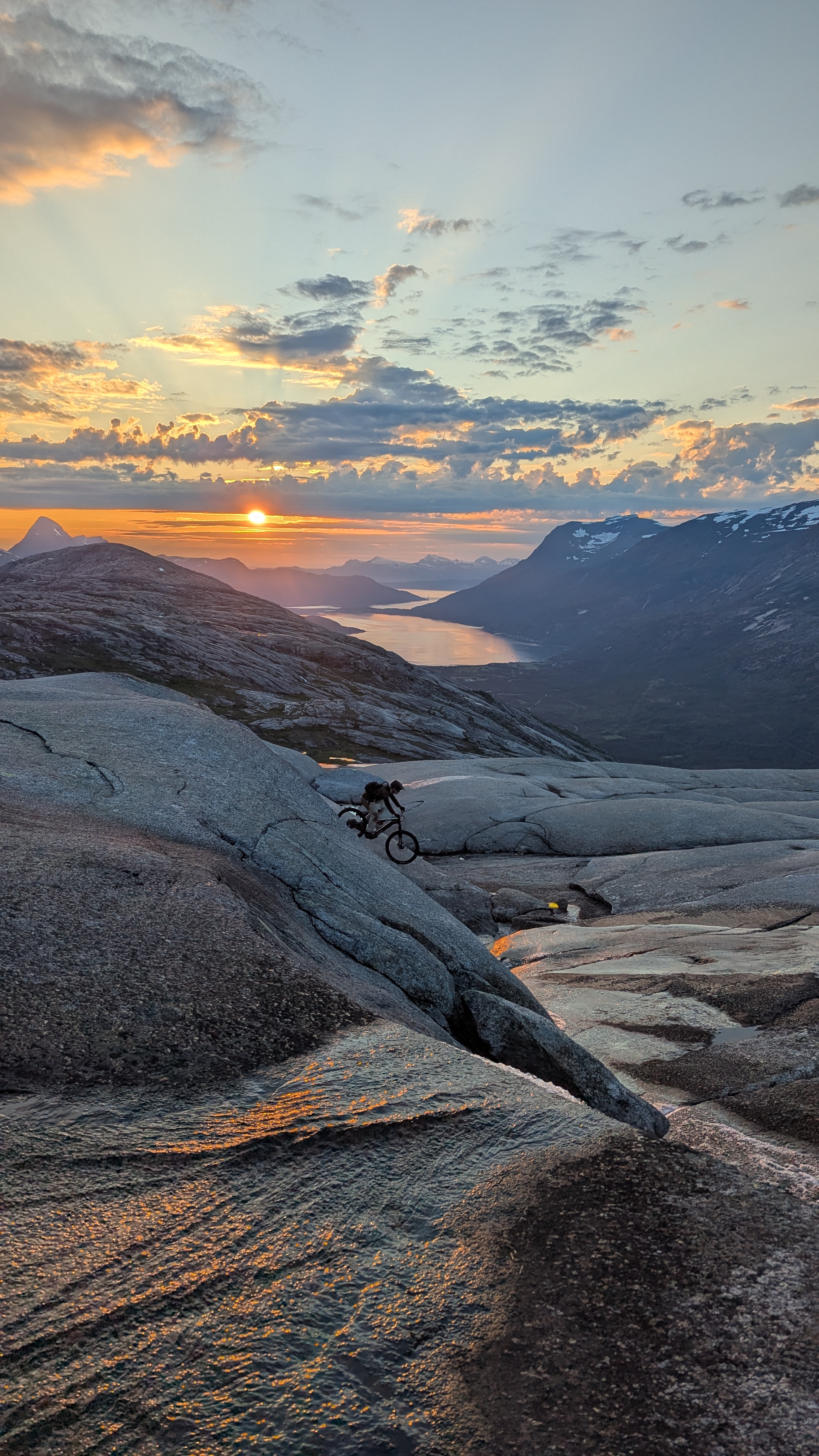 A mountain biker in sunset