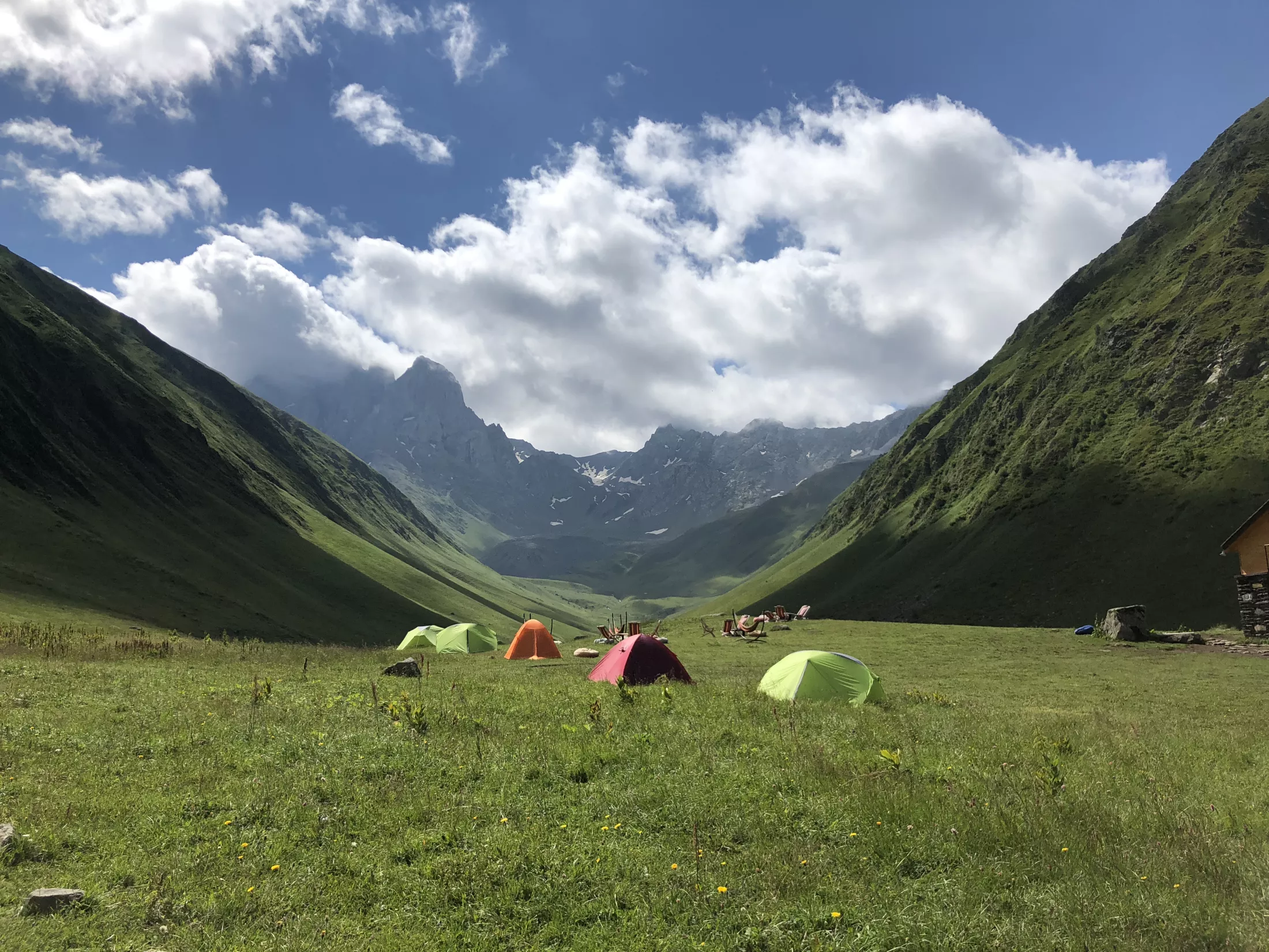 Tents in a mountain meadow
