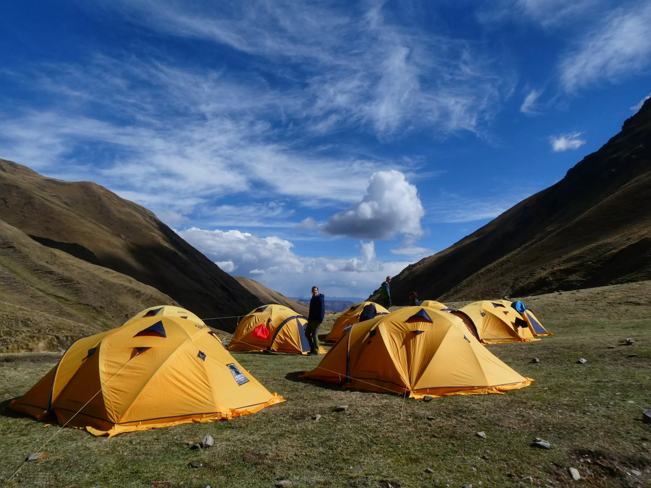 tents and blue sky