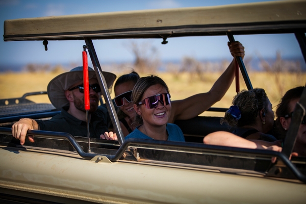 People in a safari jeep