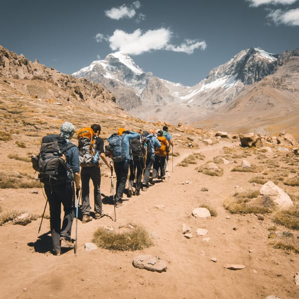 Hikers going into the mountains