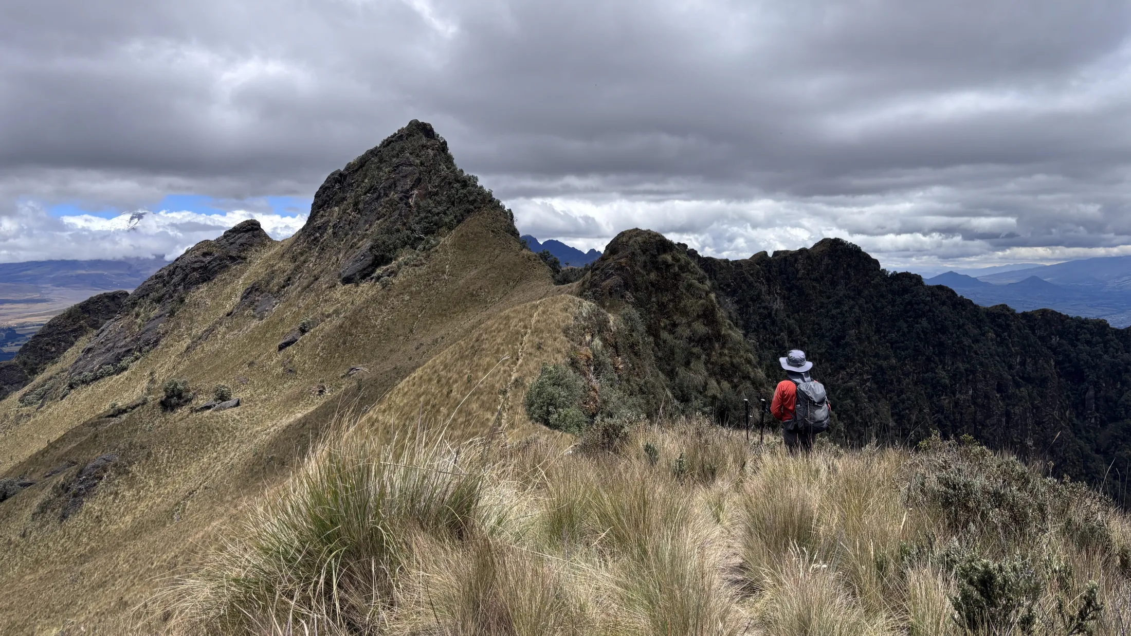 Hiker looking out over landscape 