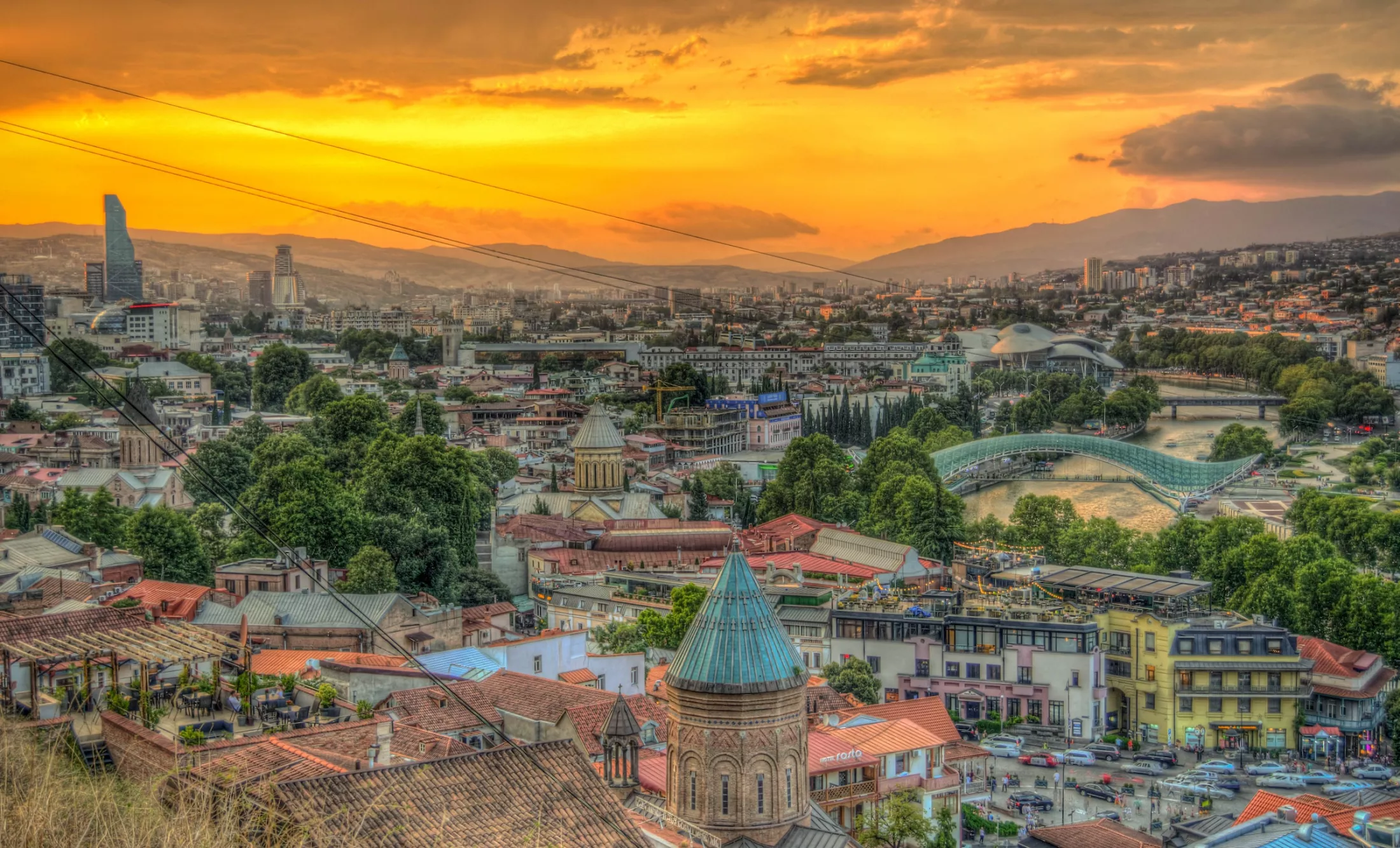 Sunset over a city