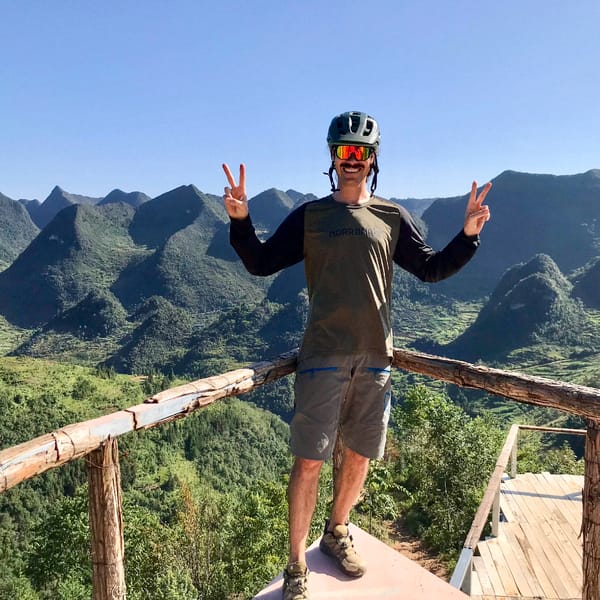 Guy in MTB trip in Northern Vietnam