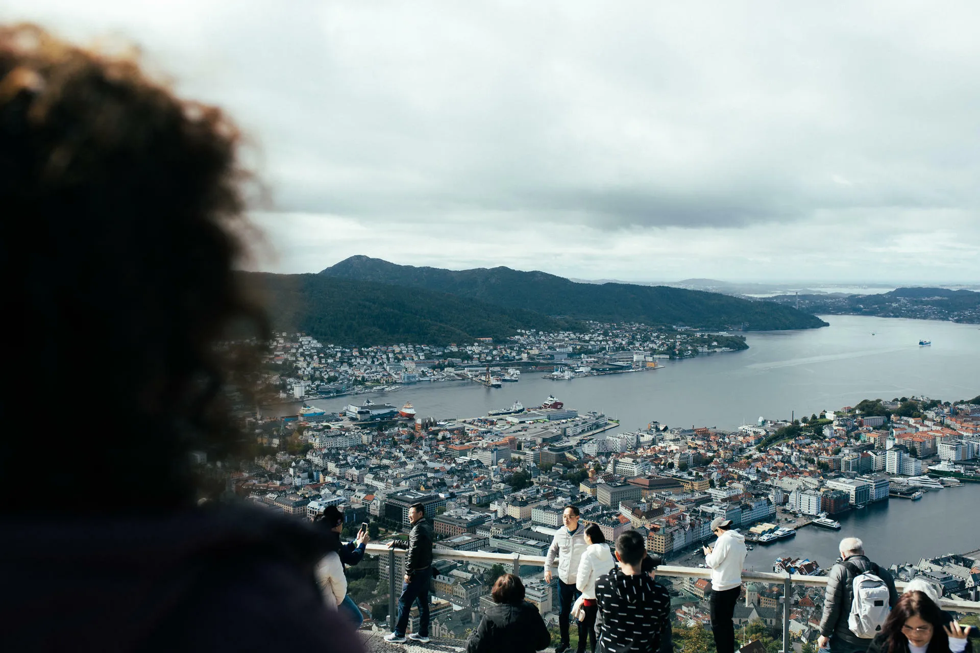 A woman looking out over Bergen city.
