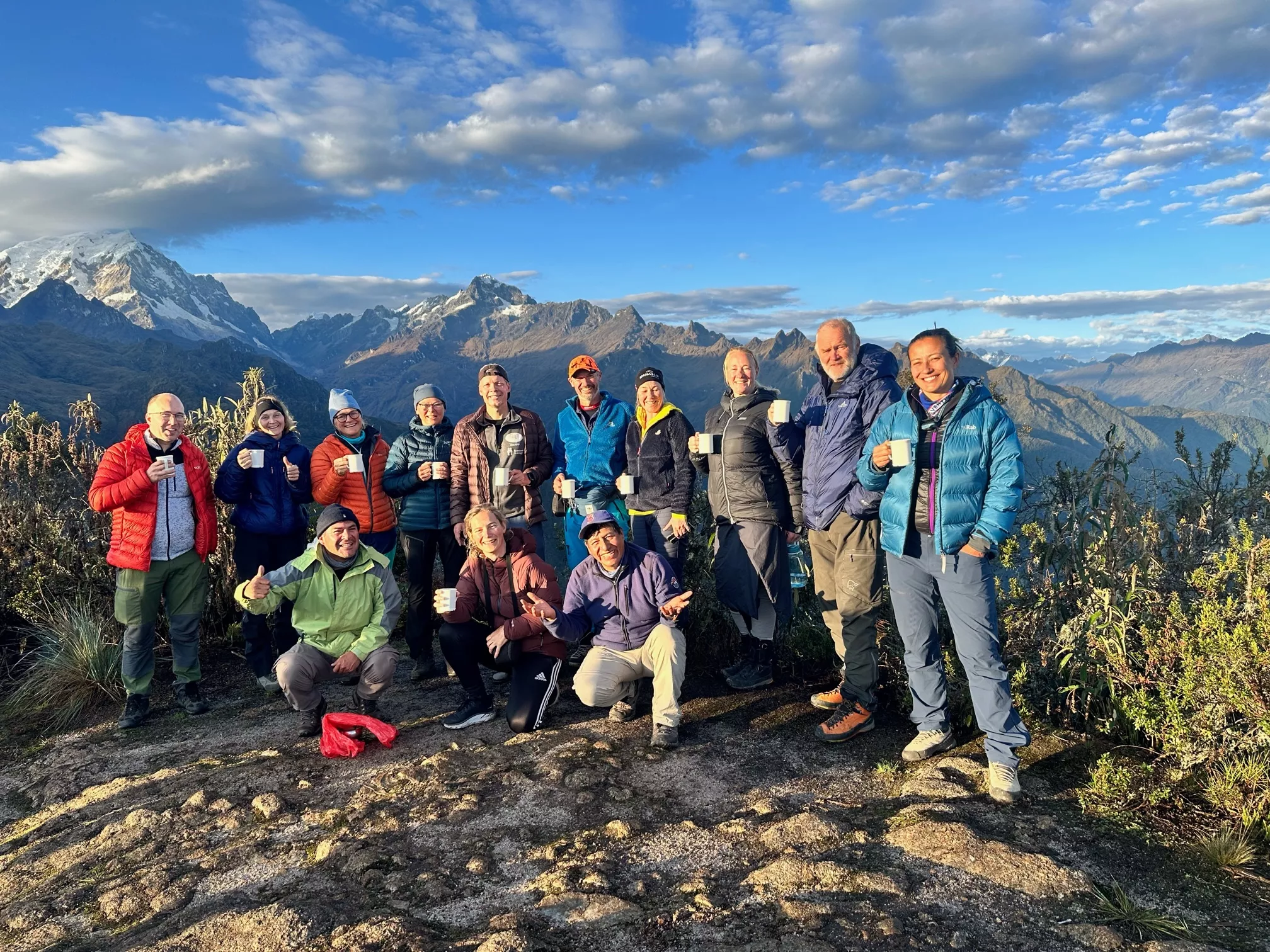 A group of people in mountains
