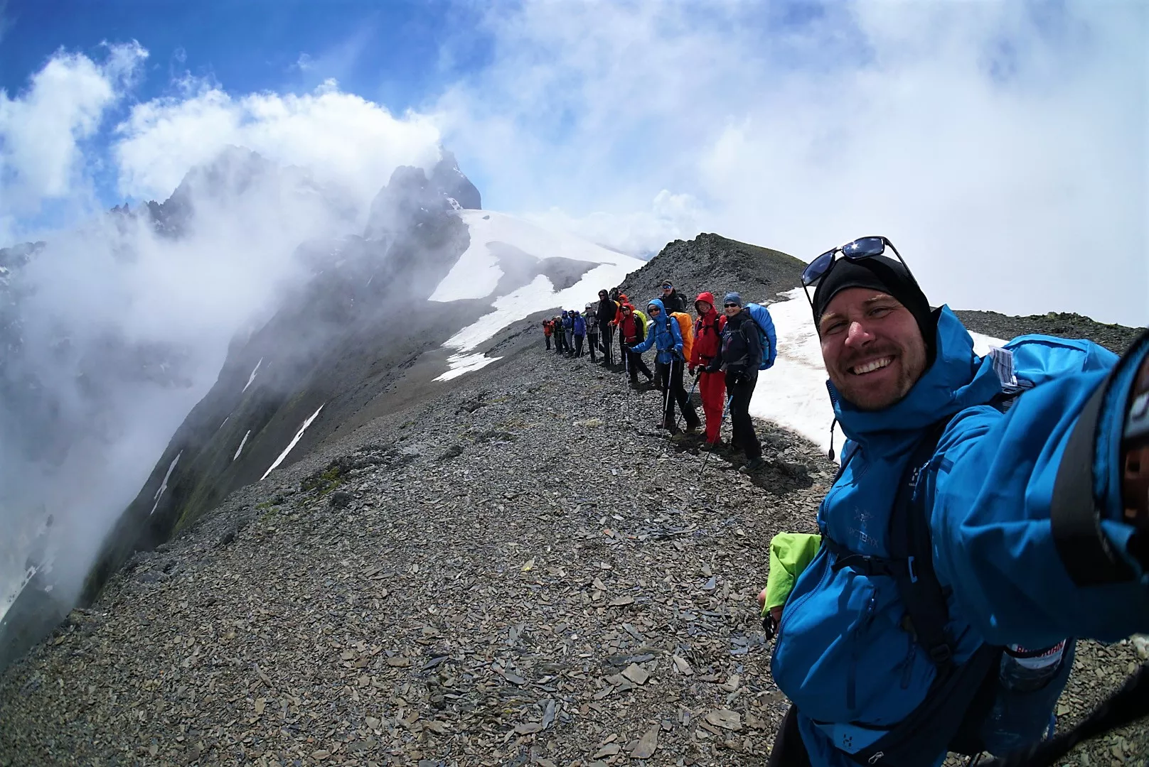People on a mountain ridge