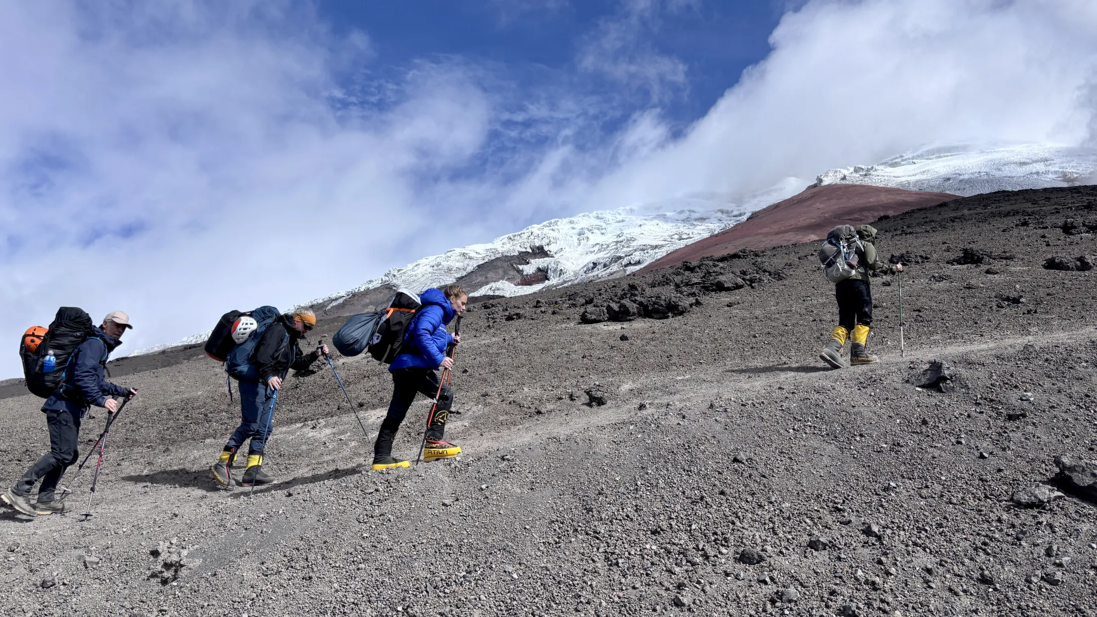 Hikers going up hill