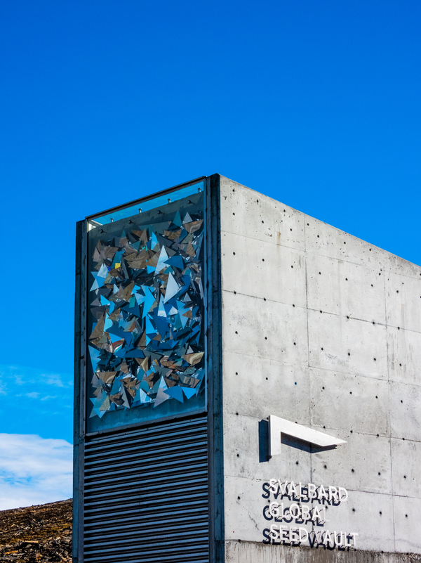 A cement building with blue skies
