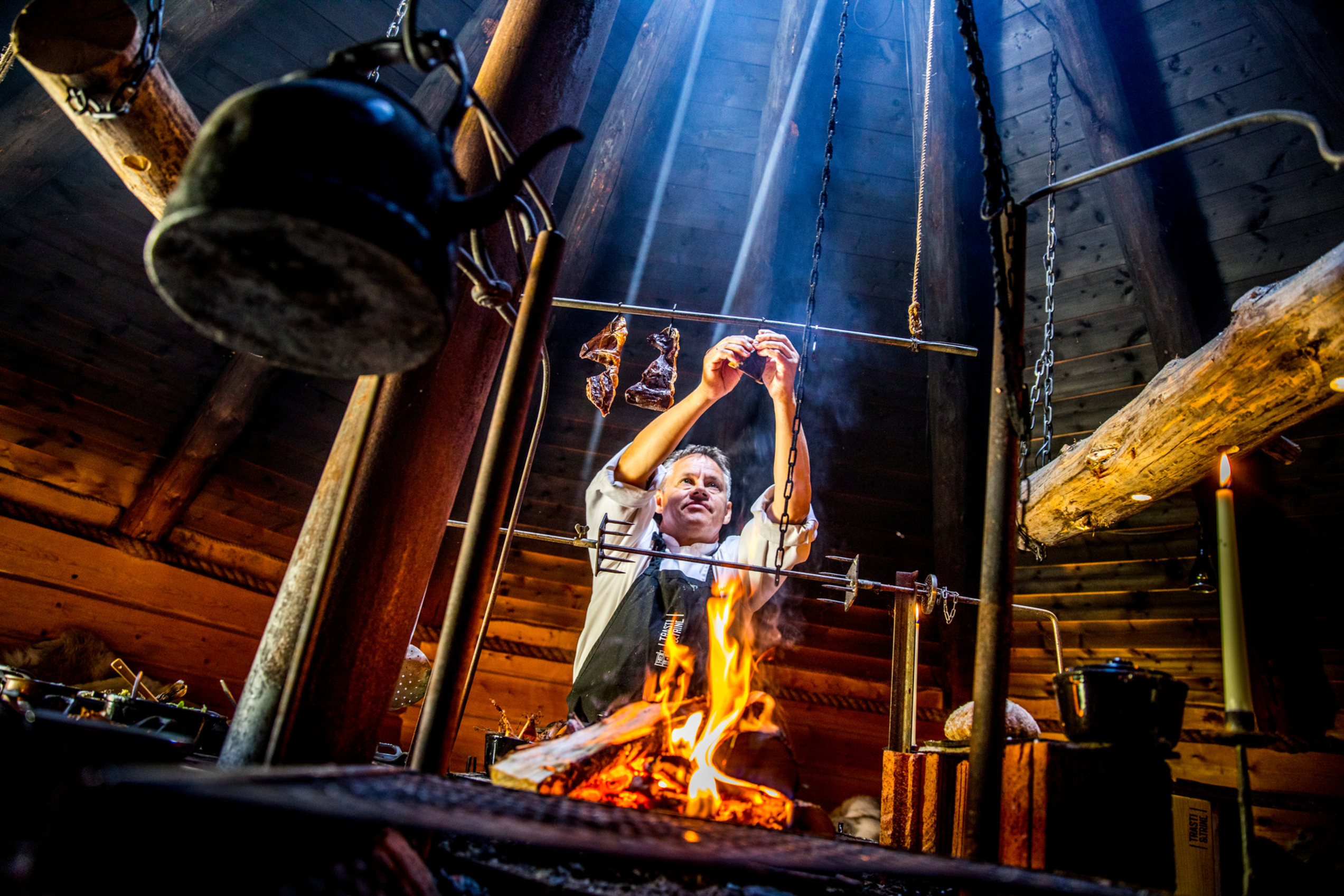 Barbeque of meat over an open fire