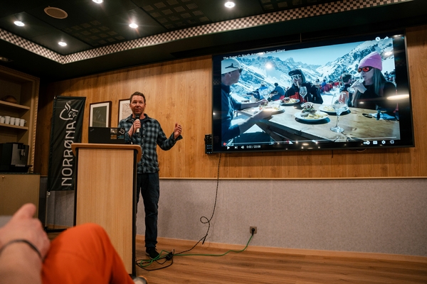 A guy speaking on a stage