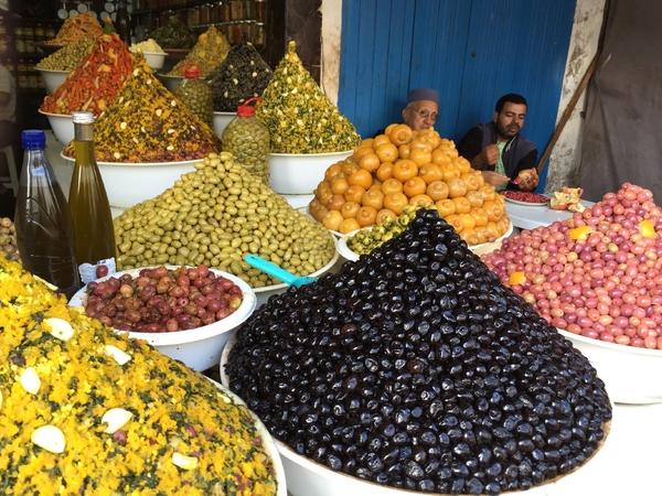Olives for sale in a market in Morocco 