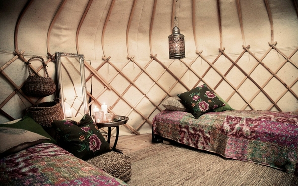 Inside of a yurt