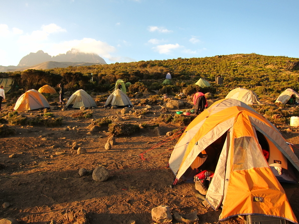 Camp on a mountain and tents
