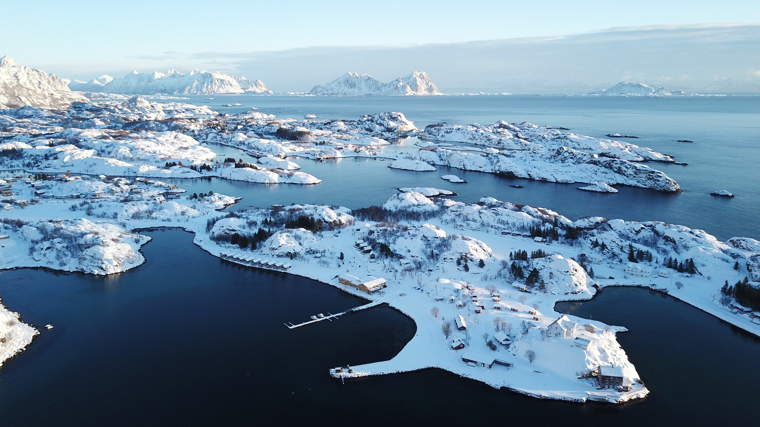 Snowy islands in the arctic