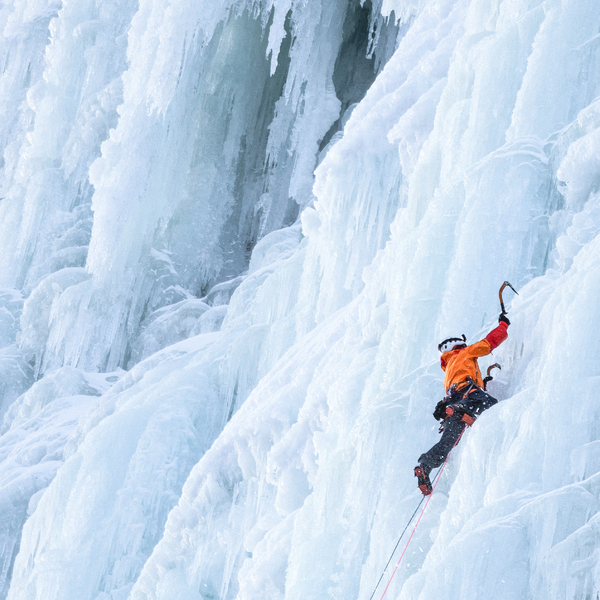 An ice climber on the ice