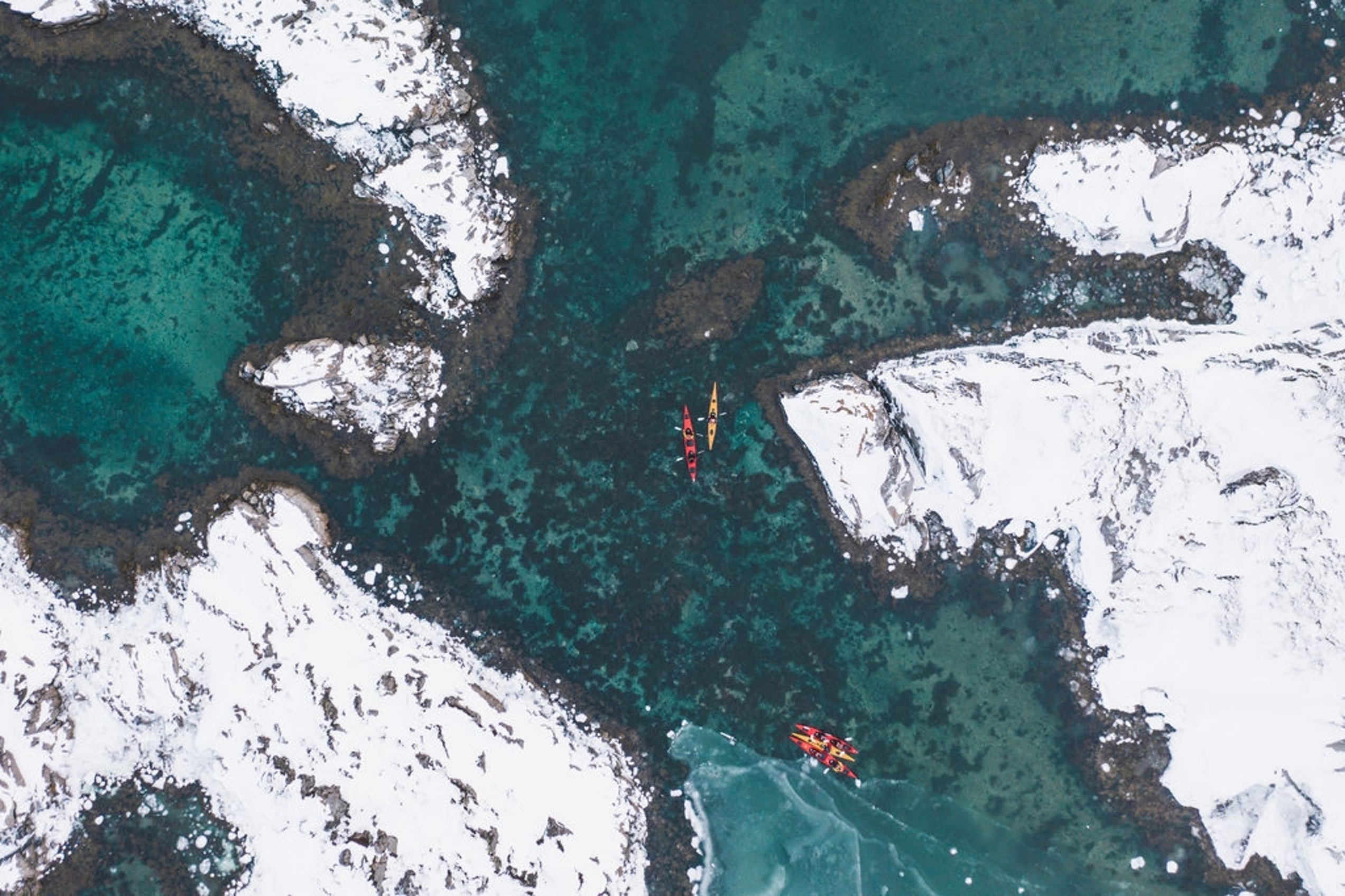 Aerial photo of kayakers
