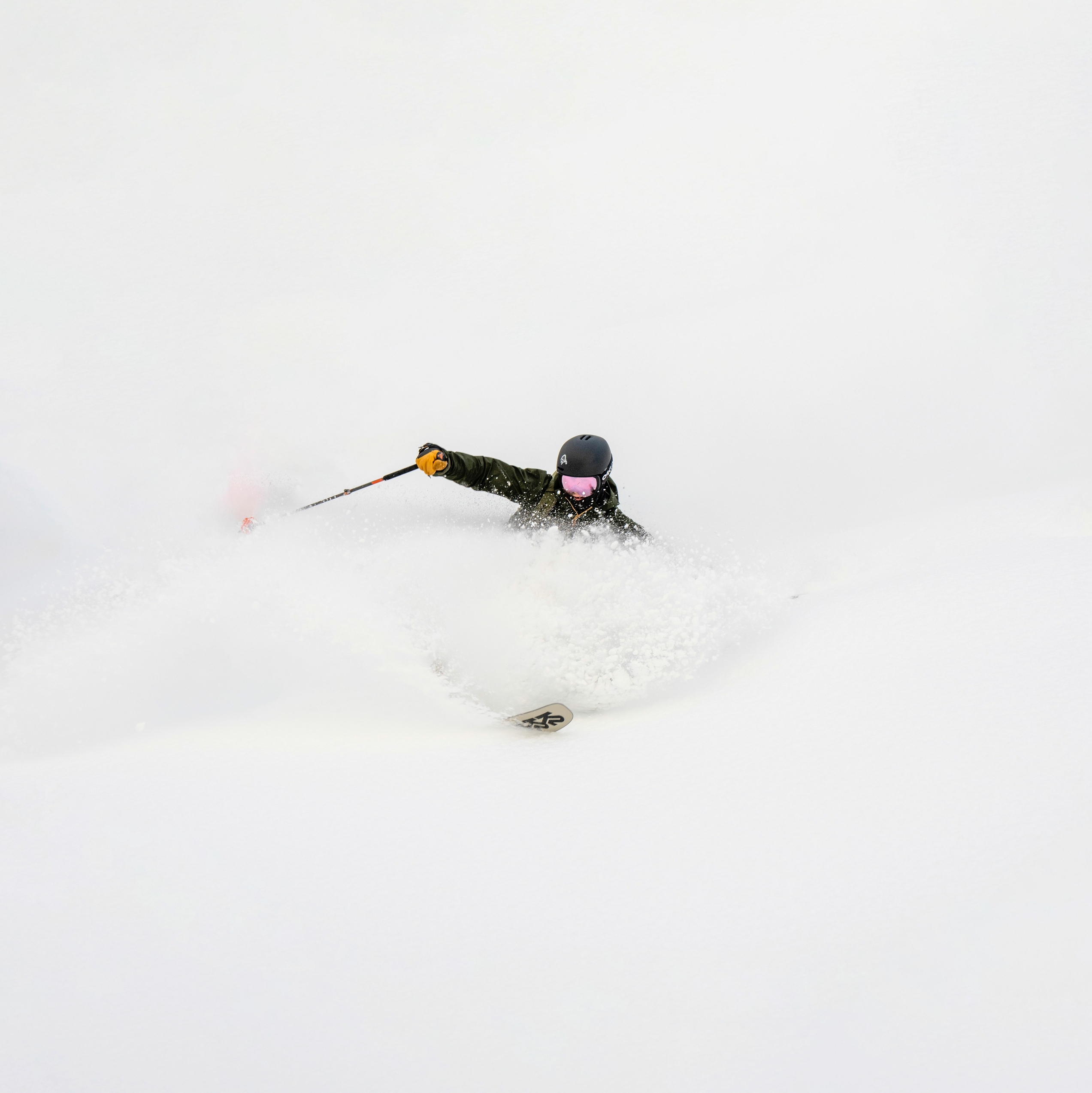 Skier in deep powder snow