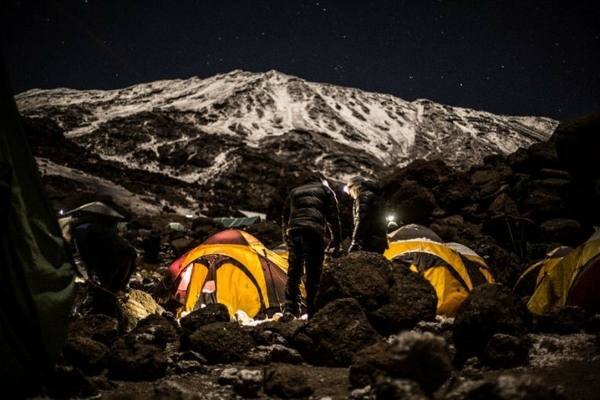 Tents and camp in night