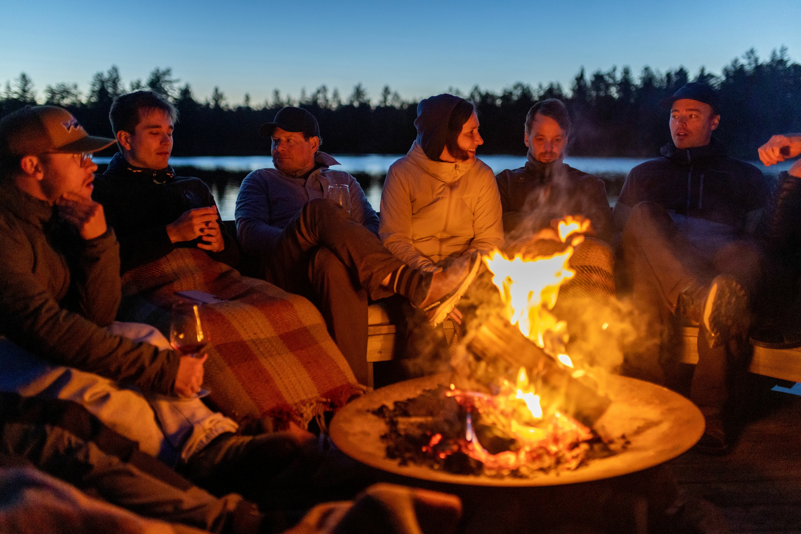 Group of people around a bonfire