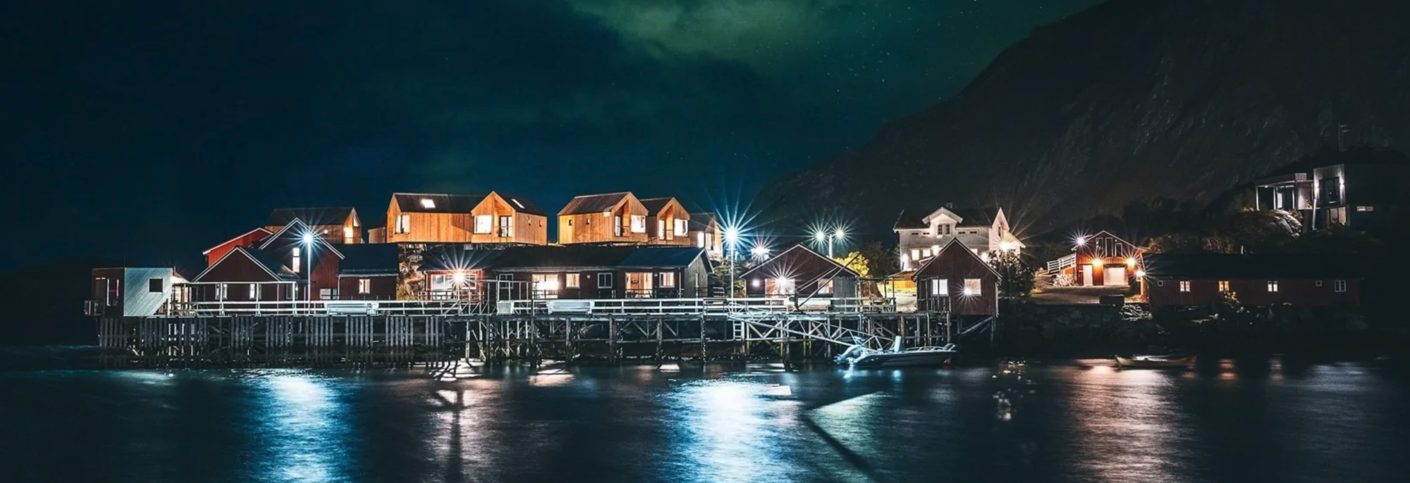 Hattvika Lodge by night. Photo: Hattvika Lodge